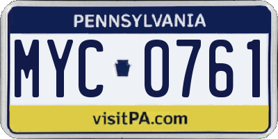 PA license plate MYC0761