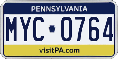PA license plate MYC0764