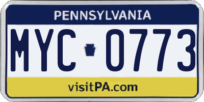 PA license plate MYC0773