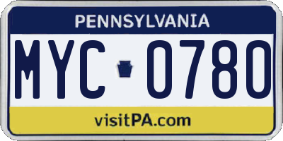 PA license plate MYC0780
