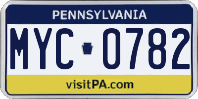 PA license plate MYC0782