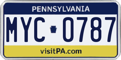 PA license plate MYC0787