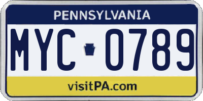 PA license plate MYC0789