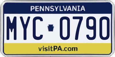 PA license plate MYC0790