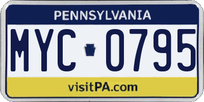 PA license plate MYC0795
