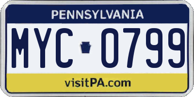 PA license plate MYC0799
