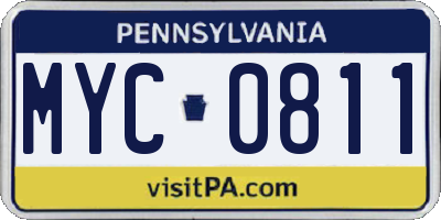 PA license plate MYC0811