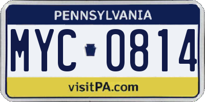 PA license plate MYC0814
