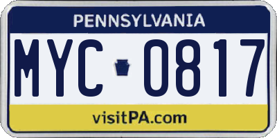 PA license plate MYC0817