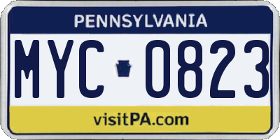 PA license plate MYC0823