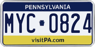 PA license plate MYC0824