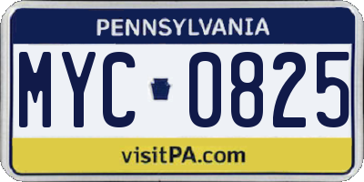 PA license plate MYC0825