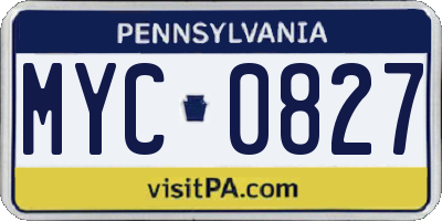 PA license plate MYC0827