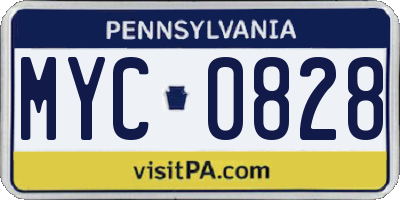 PA license plate MYC0828