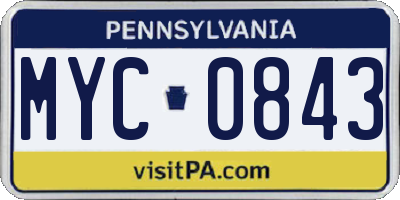 PA license plate MYC0843