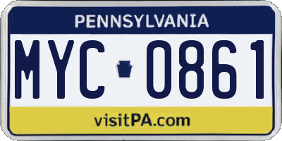 PA license plate MYC0861