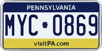 PA license plate MYC0869