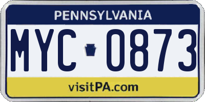 PA license plate MYC0873