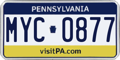 PA license plate MYC0877