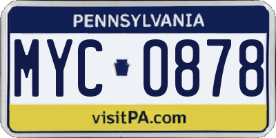 PA license plate MYC0878