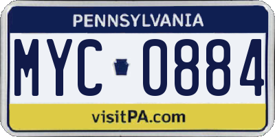 PA license plate MYC0884