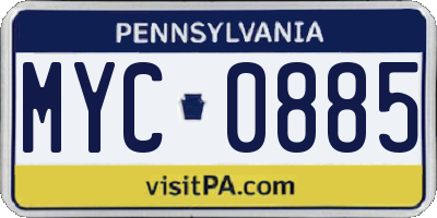 PA license plate MYC0885