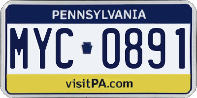 PA license plate MYC0891