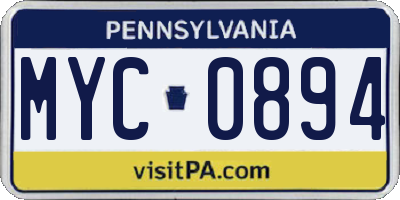 PA license plate MYC0894