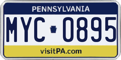 PA license plate MYC0895