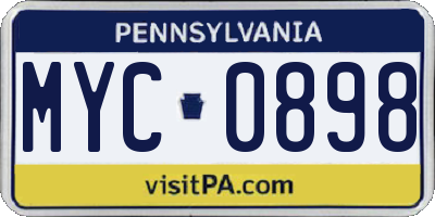 PA license plate MYC0898