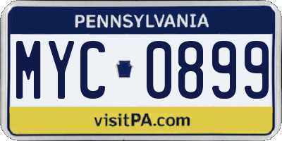 PA license plate MYC0899