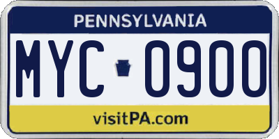 PA license plate MYC0900