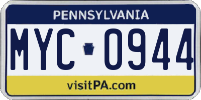PA license plate MYC0944