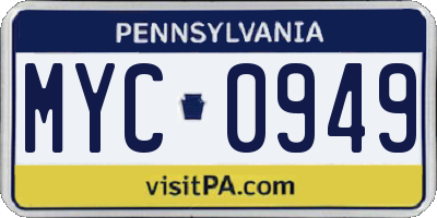 PA license plate MYC0949