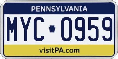 PA license plate MYC0959