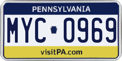 PA license plate MYC0969