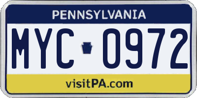 PA license plate MYC0972