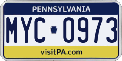 PA license plate MYC0973