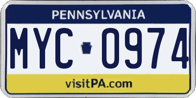 PA license plate MYC0974