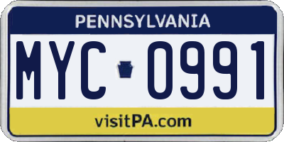 PA license plate MYC0991