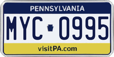 PA license plate MYC0995
