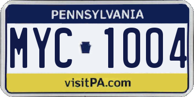 PA license plate MYC1004