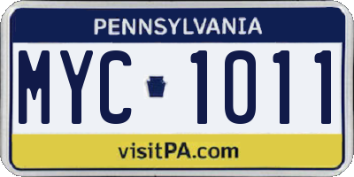 PA license plate MYC1011