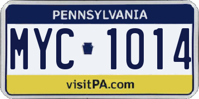 PA license plate MYC1014
