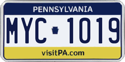 PA license plate MYC1019