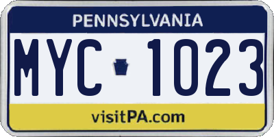 PA license plate MYC1023