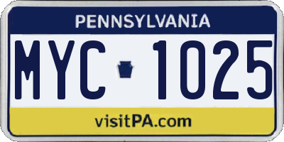 PA license plate MYC1025