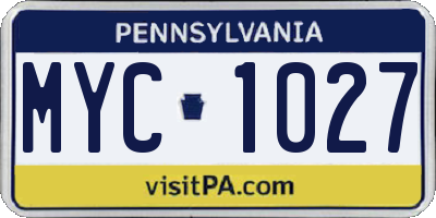 PA license plate MYC1027