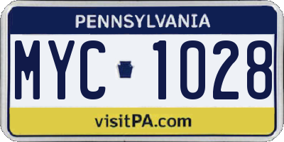 PA license plate MYC1028