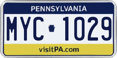PA license plate MYC1029